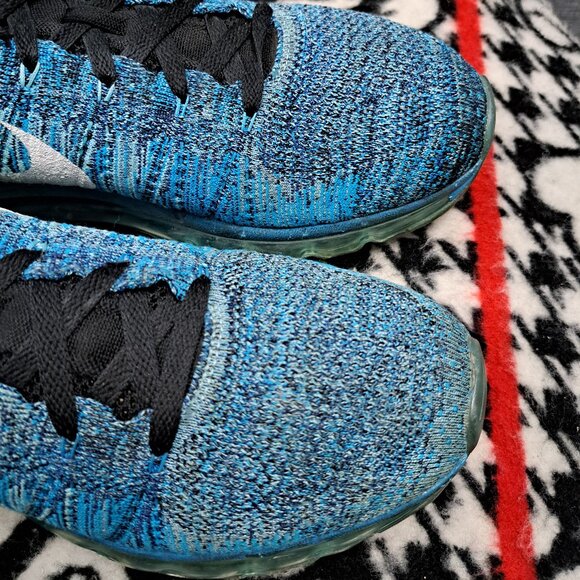Size 11 Nike Flyknit Air Max Blue Lagoon Men Sneakers 620469-003 - Picture 8 of 13